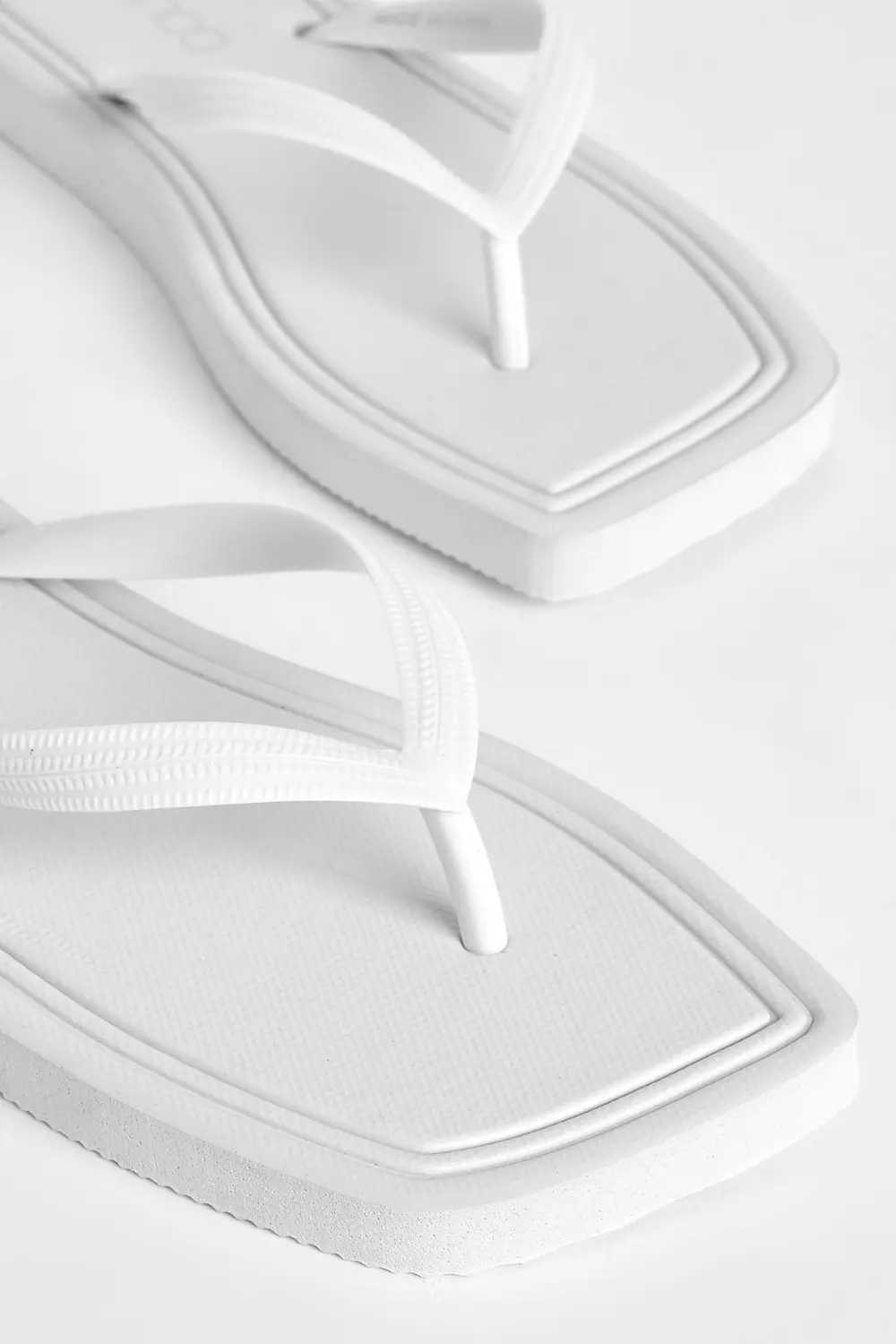 White Square Toe Beach Flip Flops   alternative image