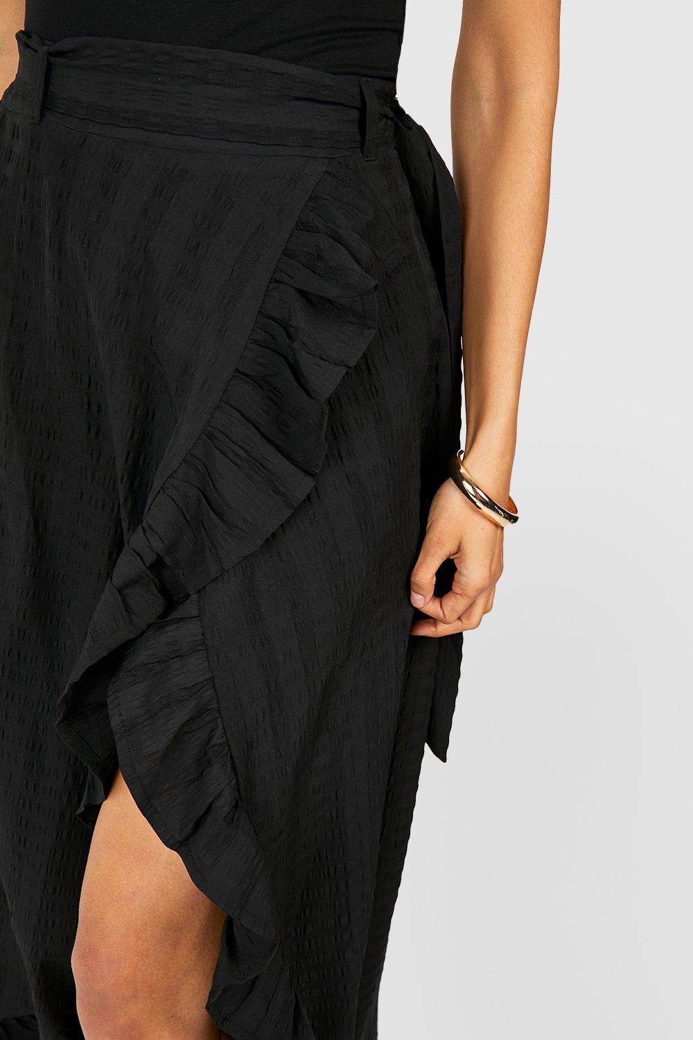 Black ruffle wrap clearance skirt