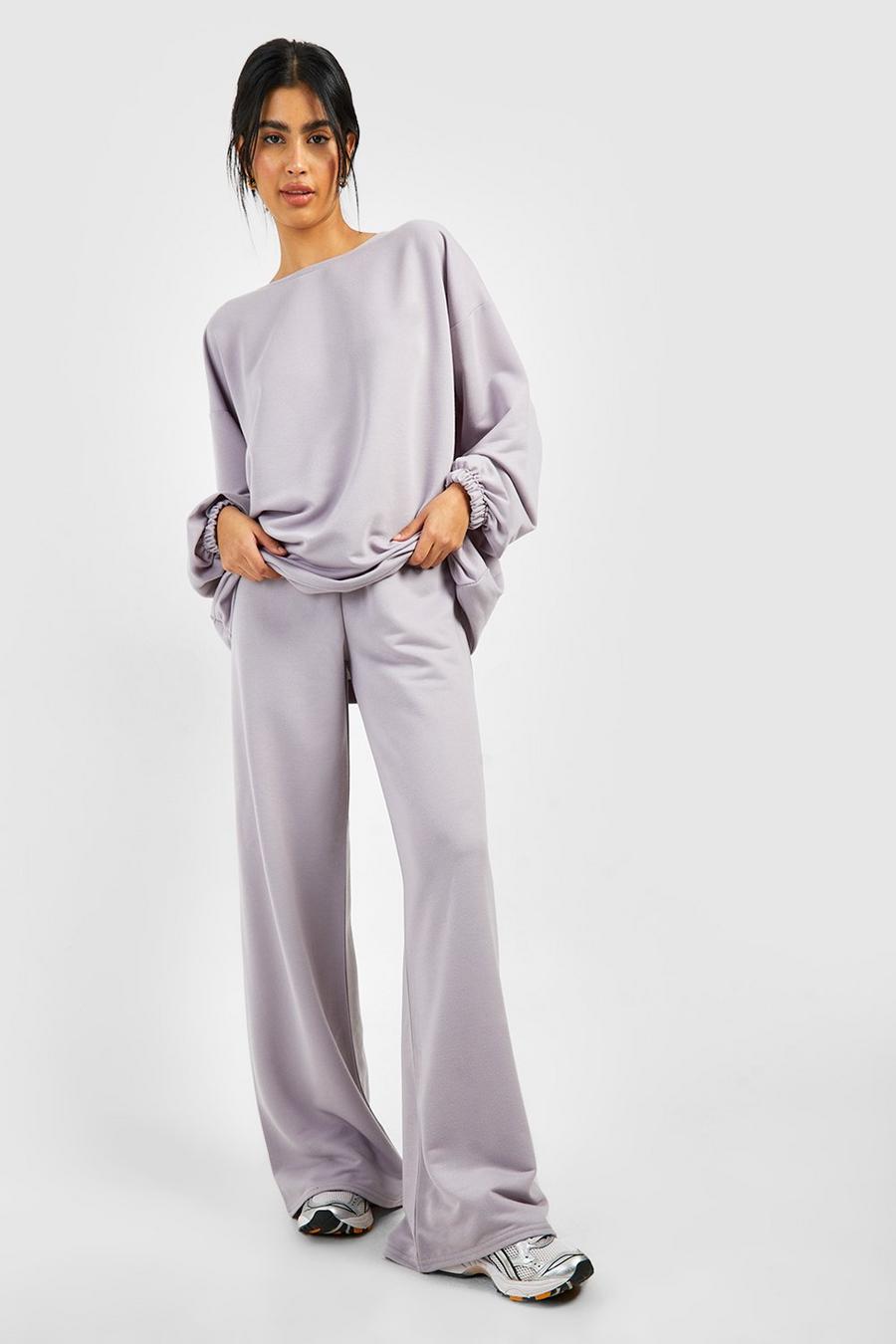 Ash grey Tall Oversized Wide Leg Joggers image number 1