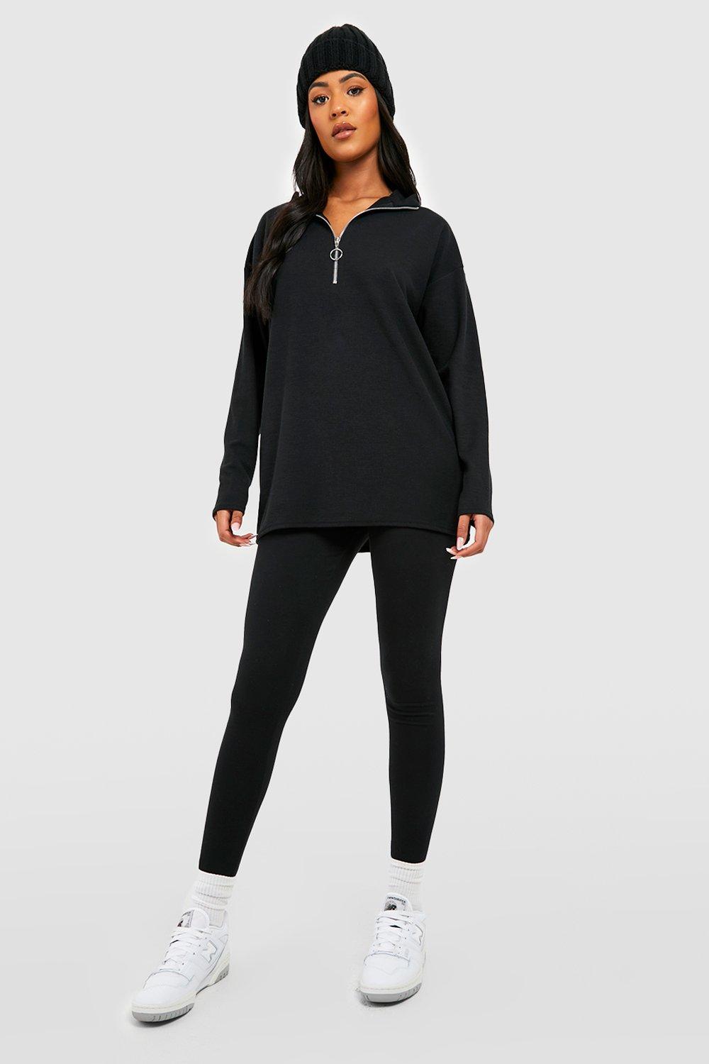 Women's Tall Half Zip Oversized Sweatshirt And Legging Set