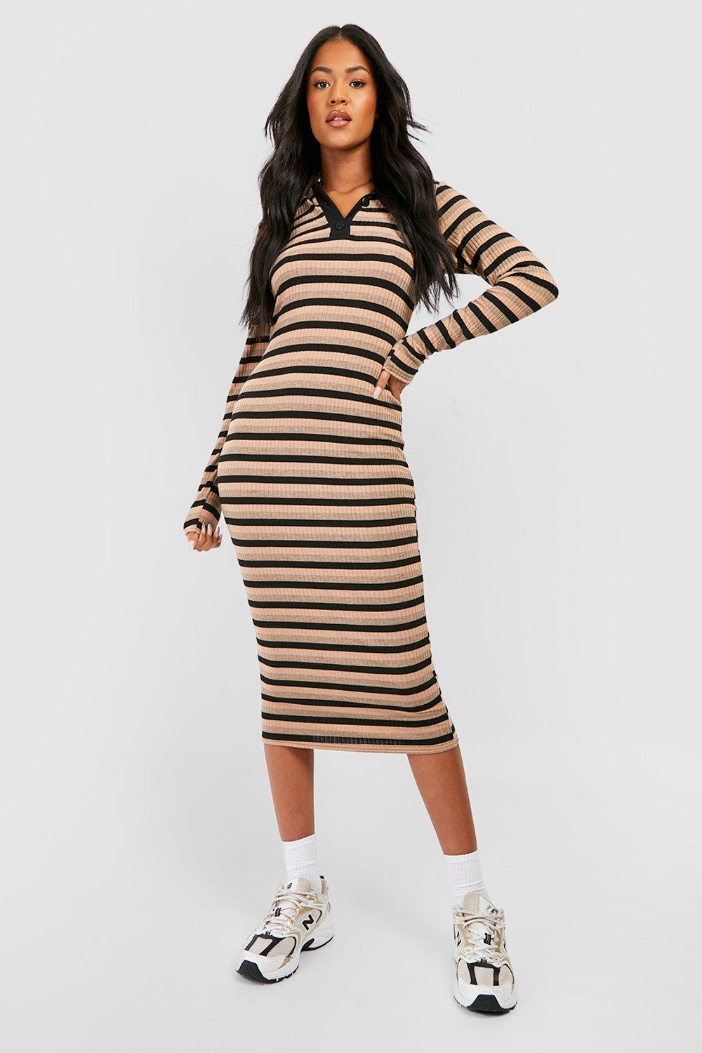 Striped Bodycon store Buttons Dress