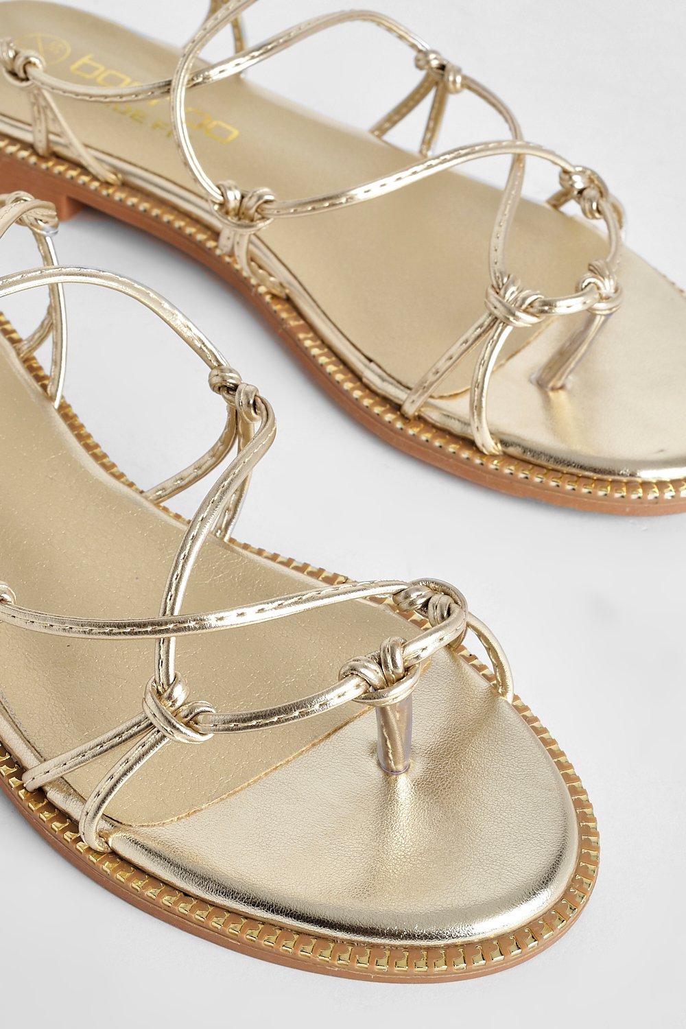 Gold cheap flat sandals