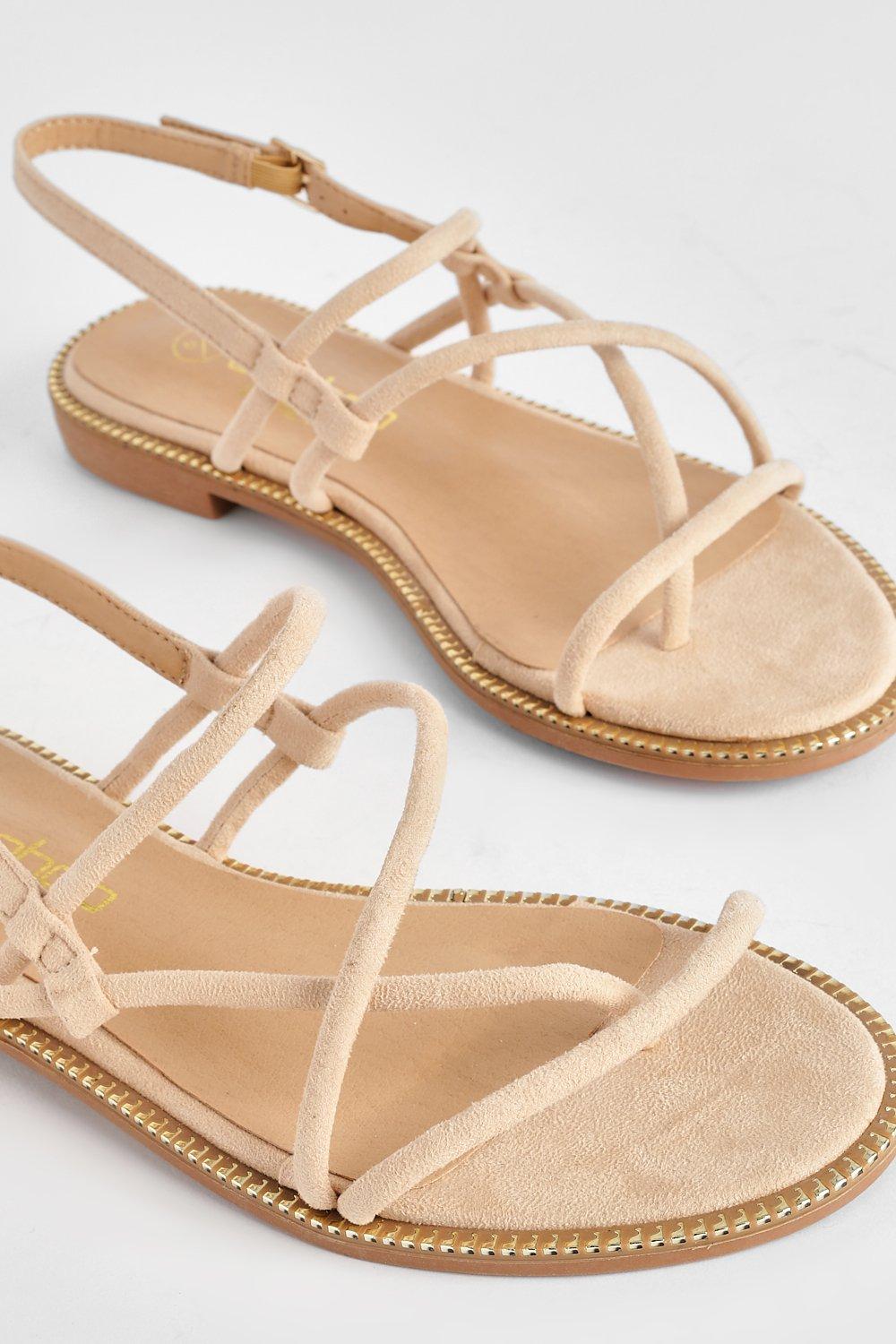 Nude strappy flats sale