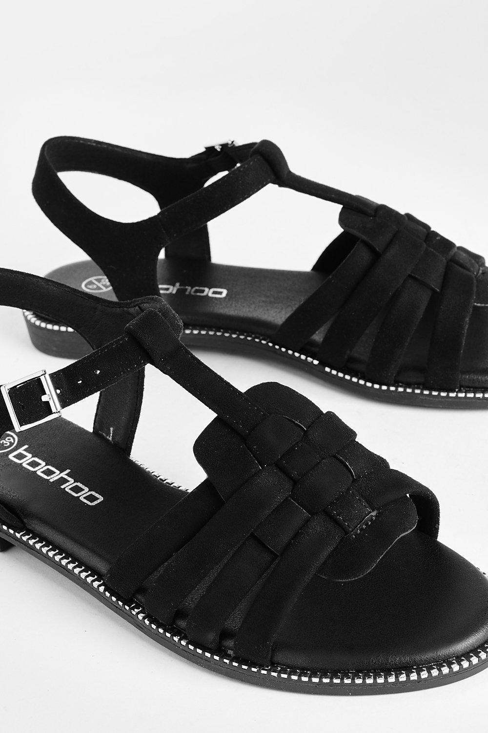 Ladies black flat hot sale sandals uk