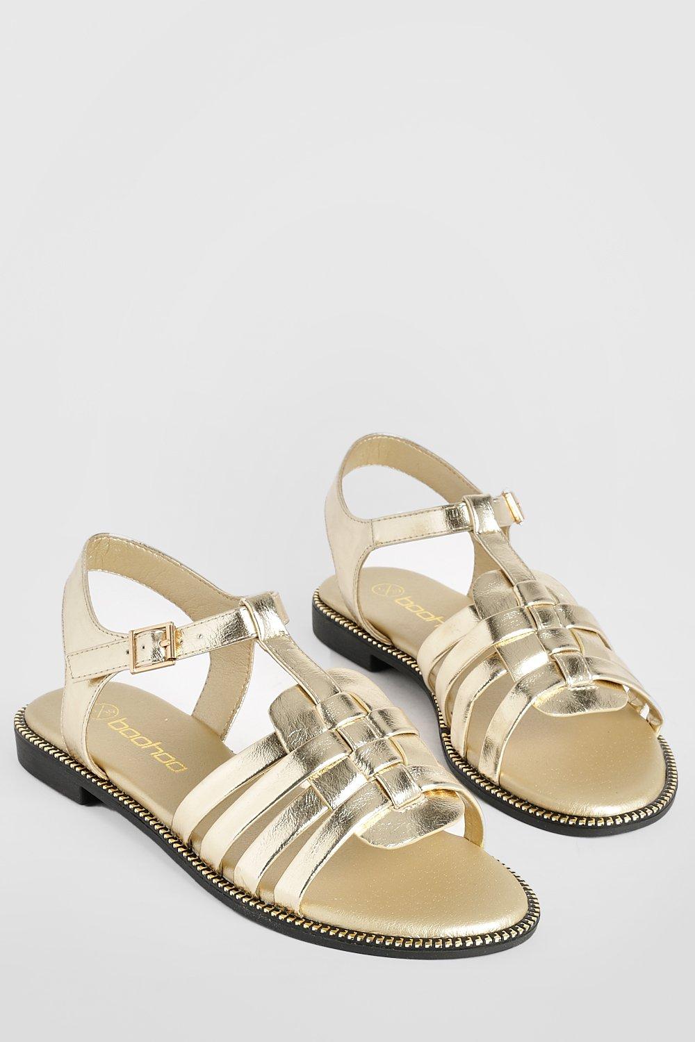 Gladiator Detail Flat Sandals Boohoo UK