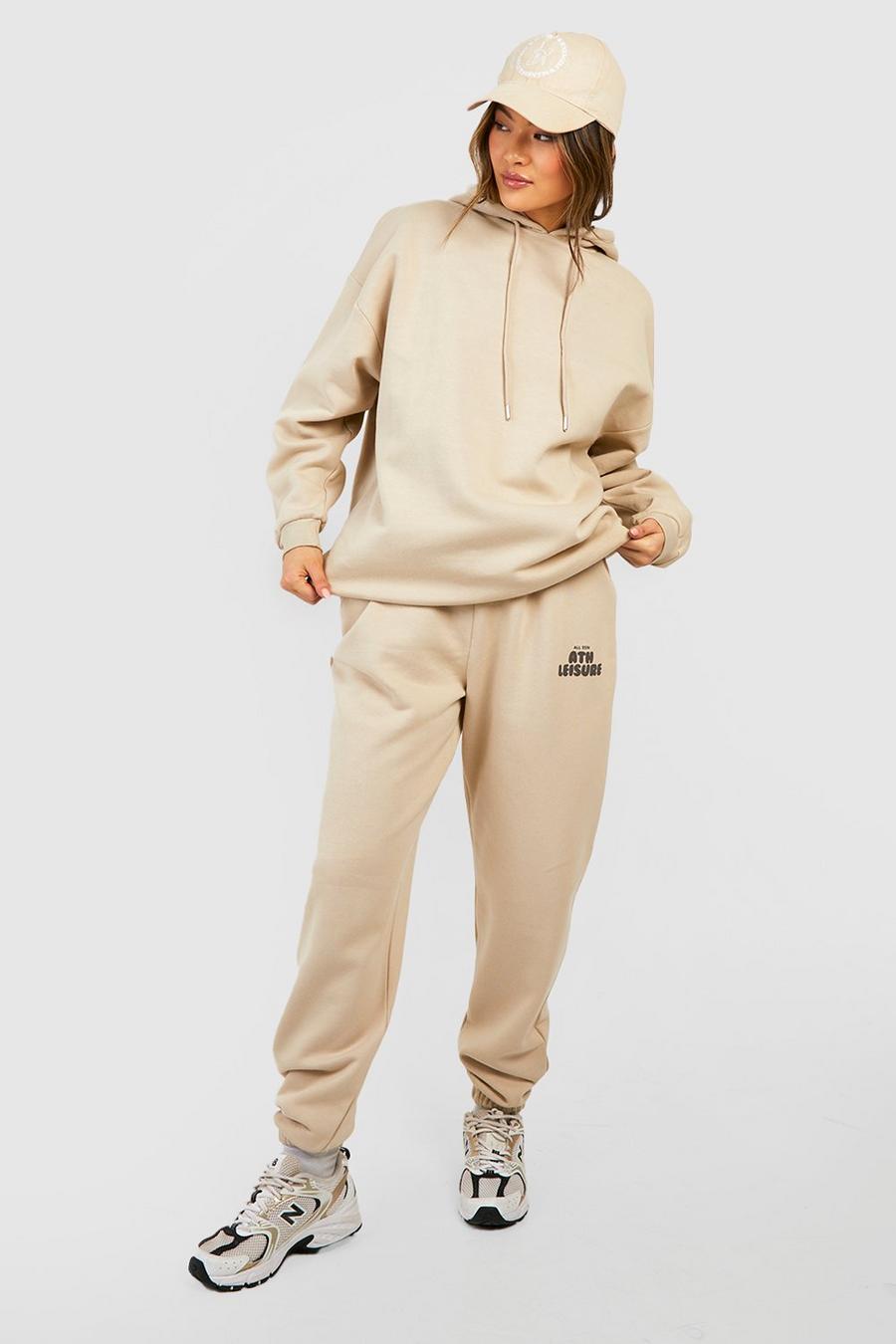 Stone beige Ath Leisure Bubble Print Hooded Tracksuit 