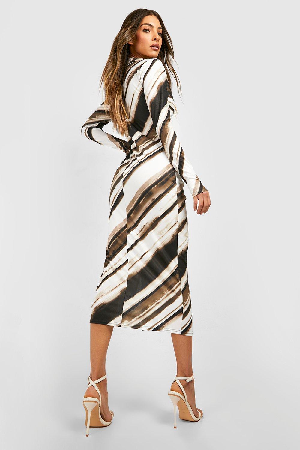 Striped button front midi 2024 dress