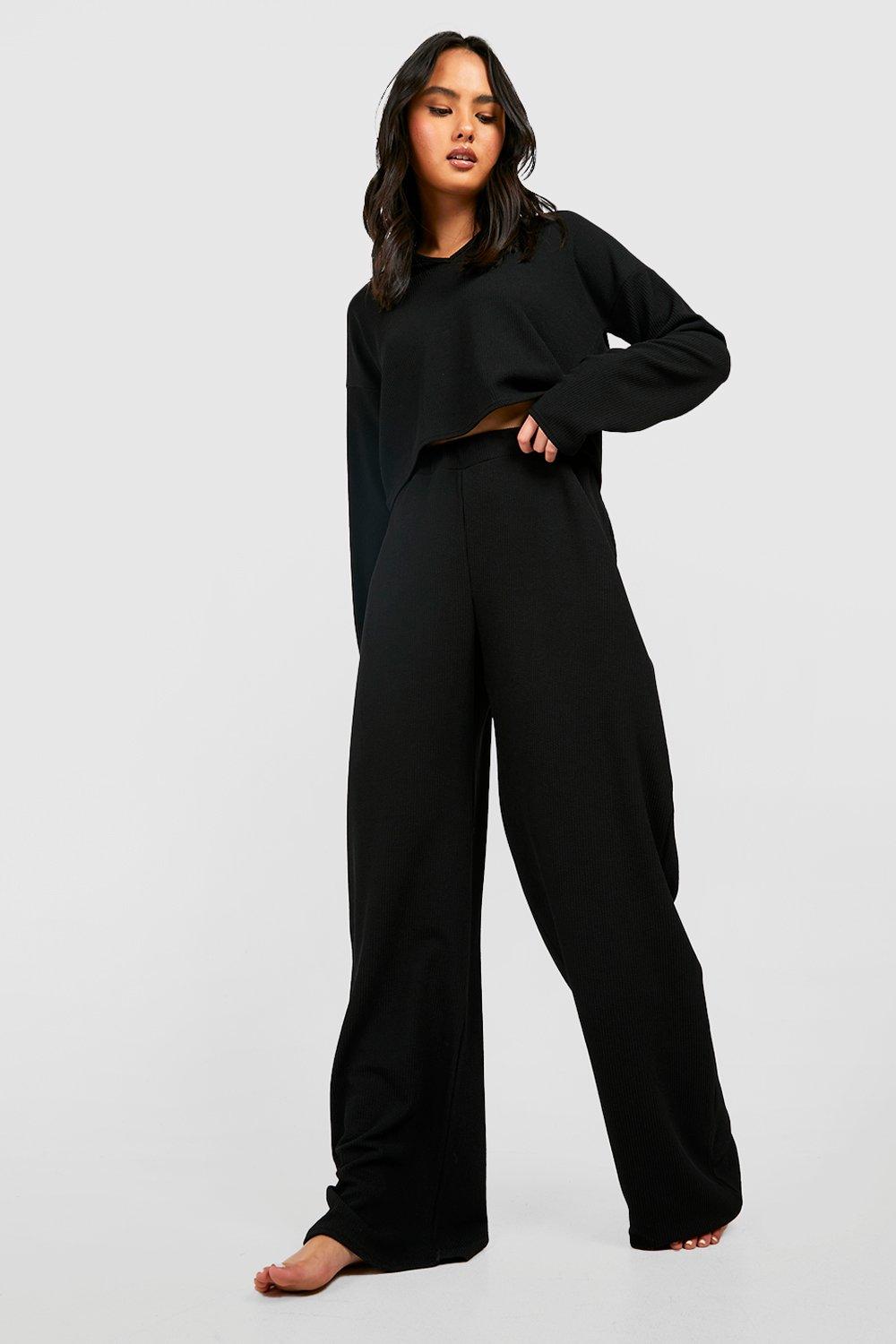 Textured Wide Leg Lounge Pants