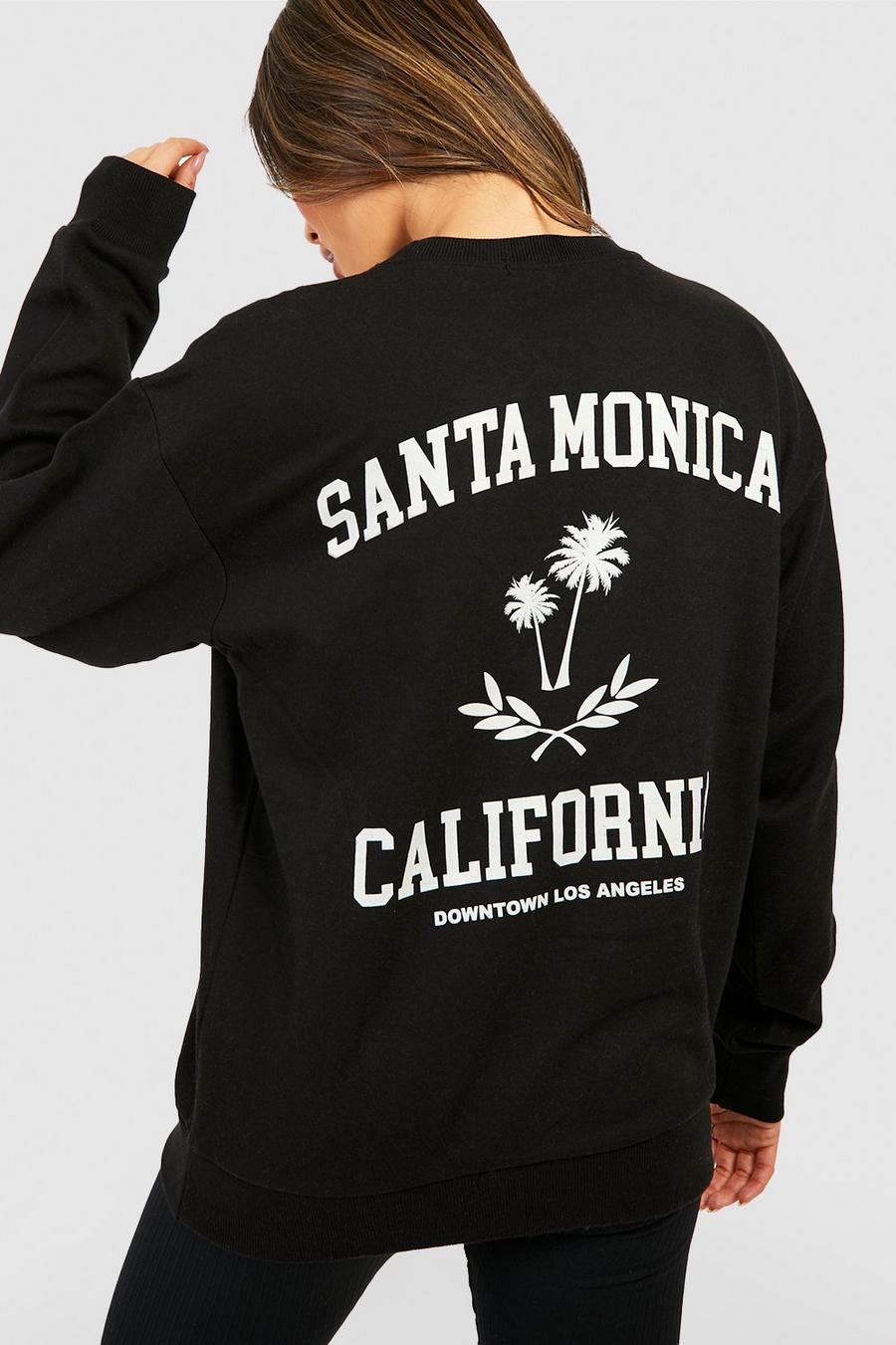Black Santa Monica Slogan Sweatshirt