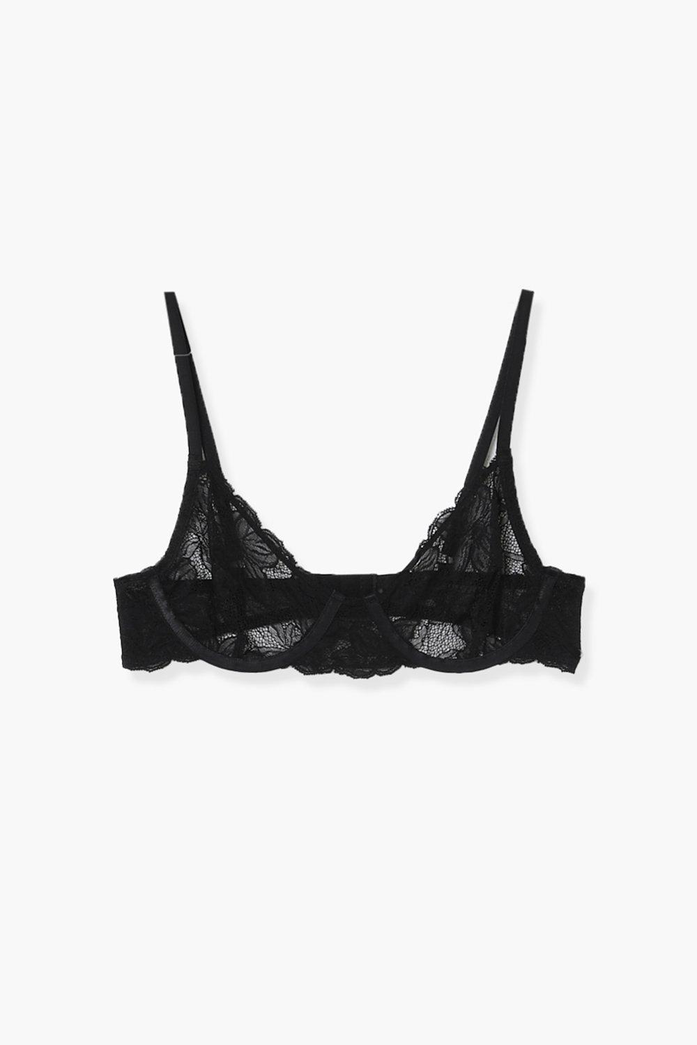 Buy Breathable Seamless Thin Mold Cup Wrap Floral Lace Design Bra - Black, Fashion