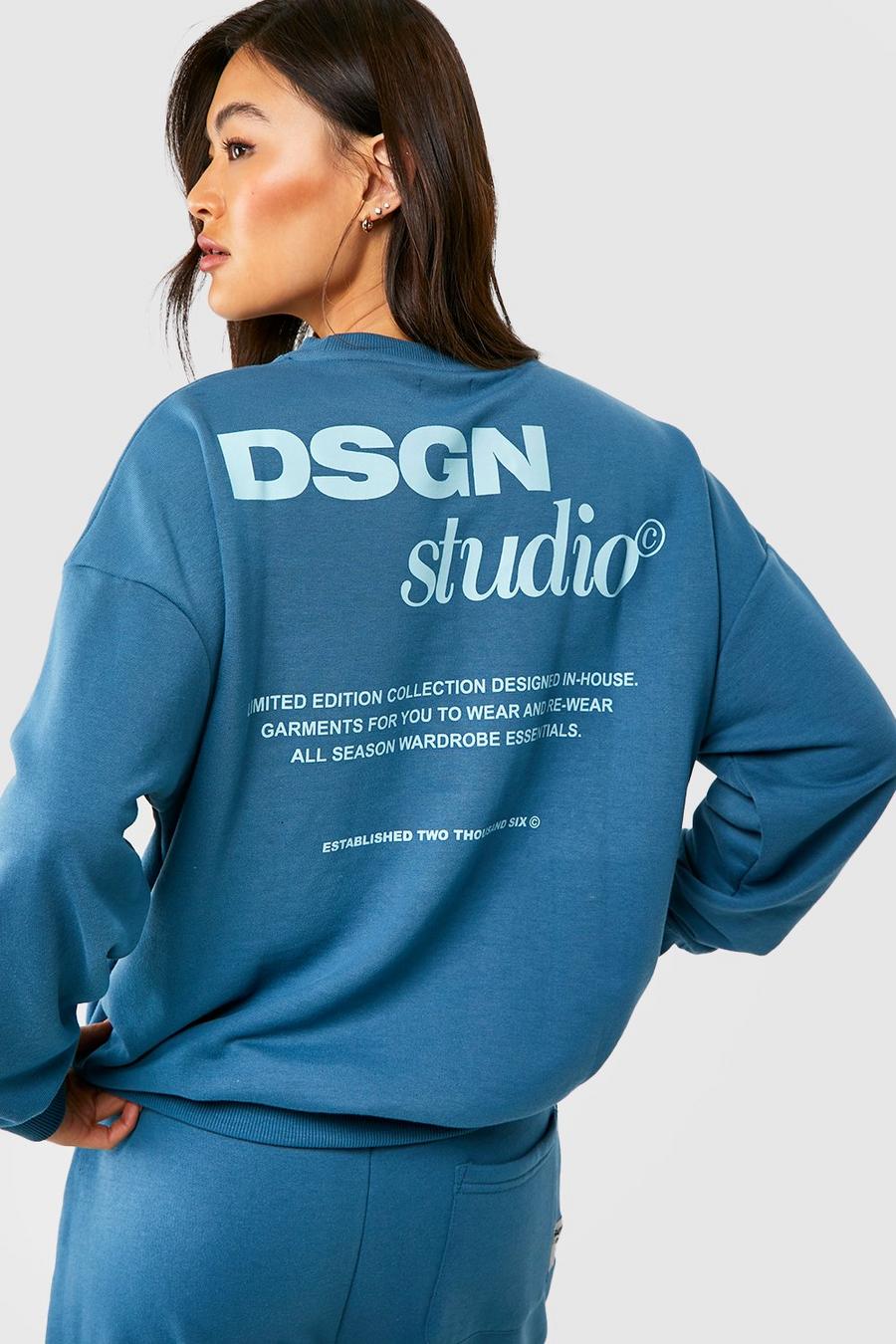Teal Dsgn Studio Heavyweight Loopback Slogan Oversized Sweatshirt  image number 1