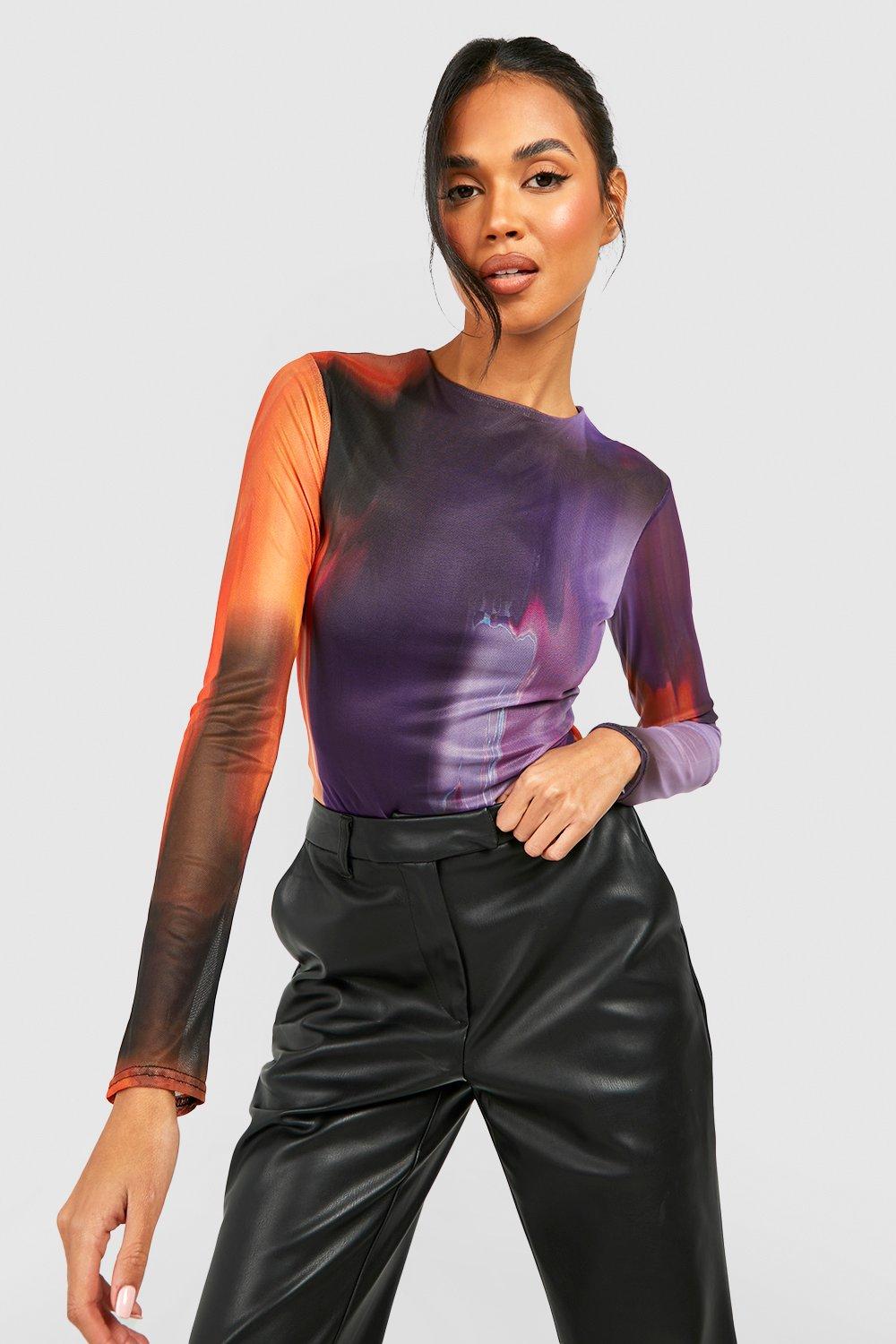 Ombre Mesh Long Sleeve Top