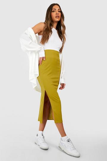 Rib Midi Skirt olive