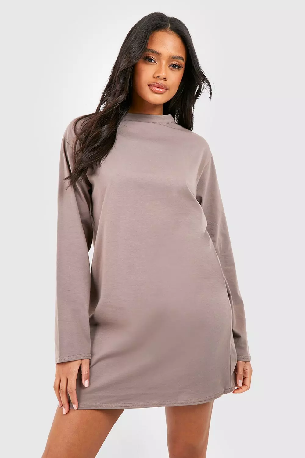 Long Sleeve Mock Neck Maternity Gown with Mini Train