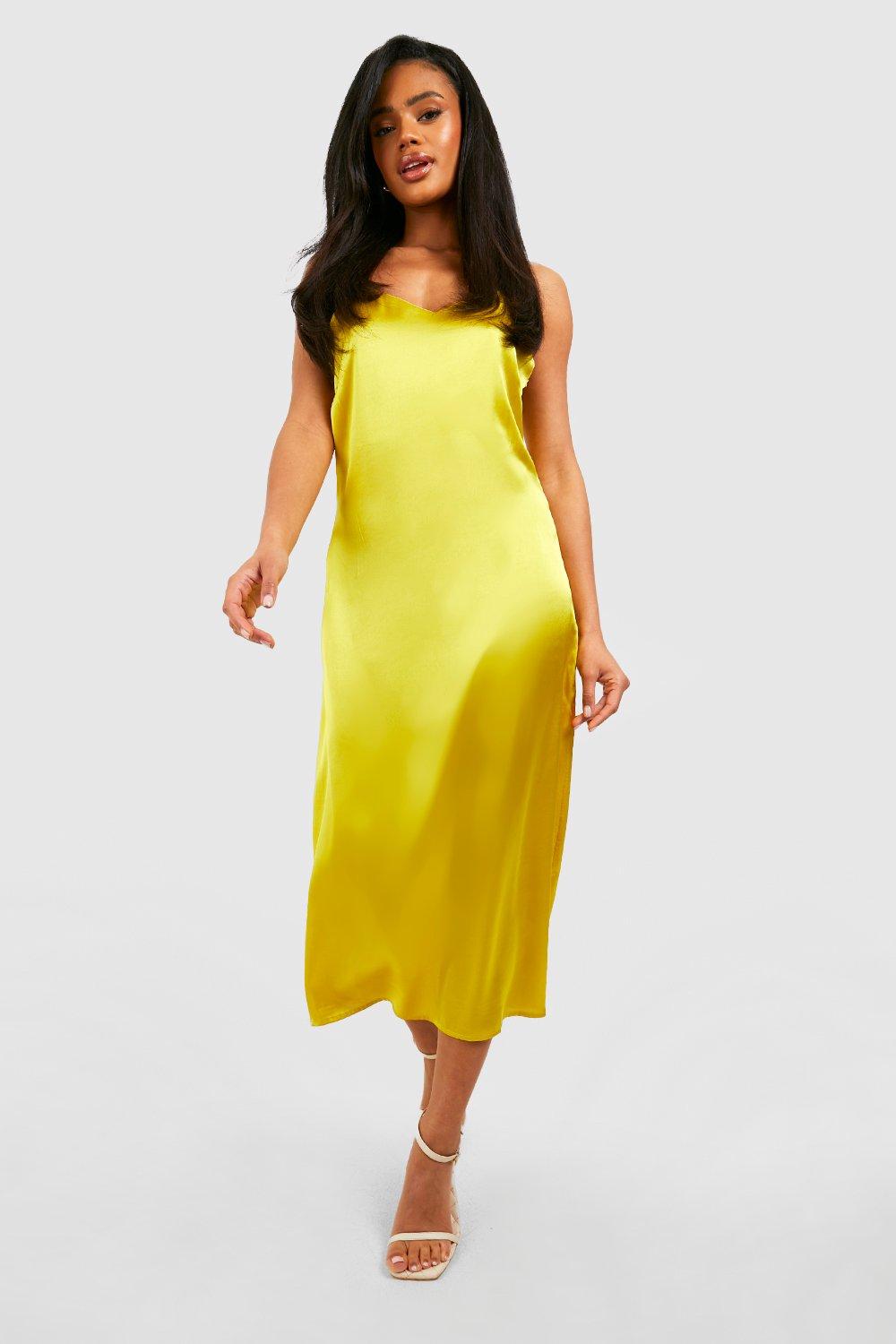 chartreuse slip dress