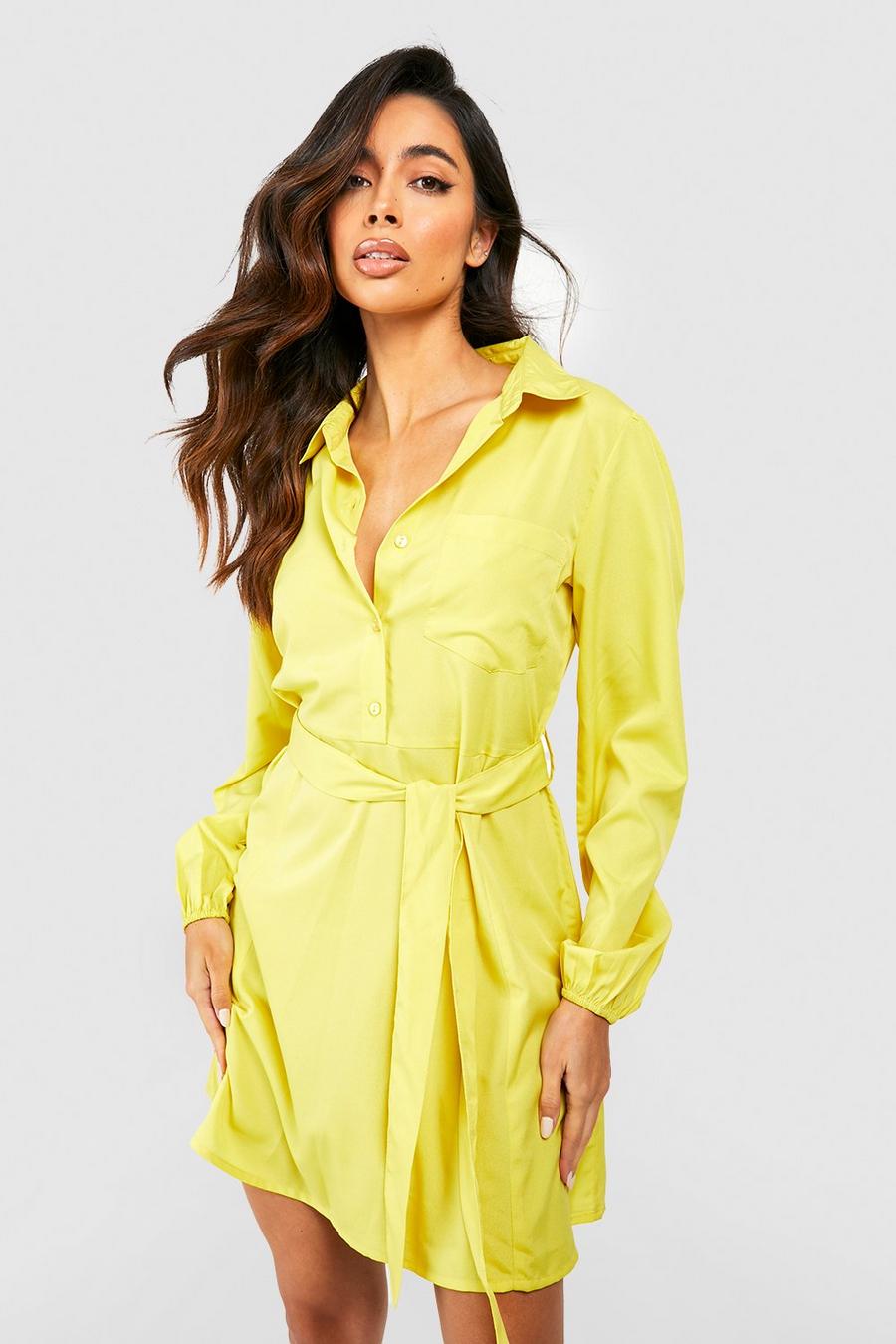 Grande taille - Robe chemise courte, Chartreuse image number 1