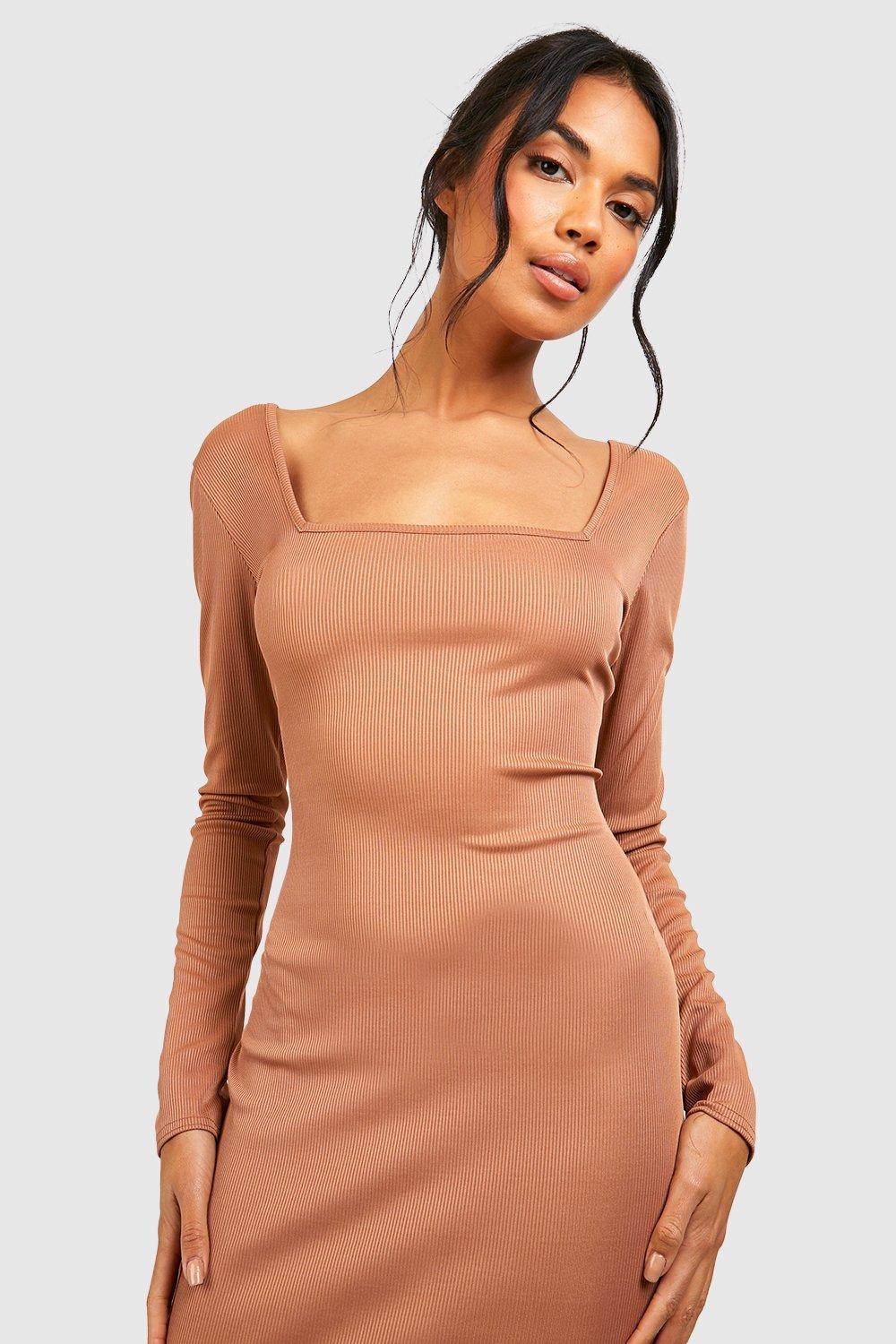 Contour Rib Long Sleeve Maxi Dress