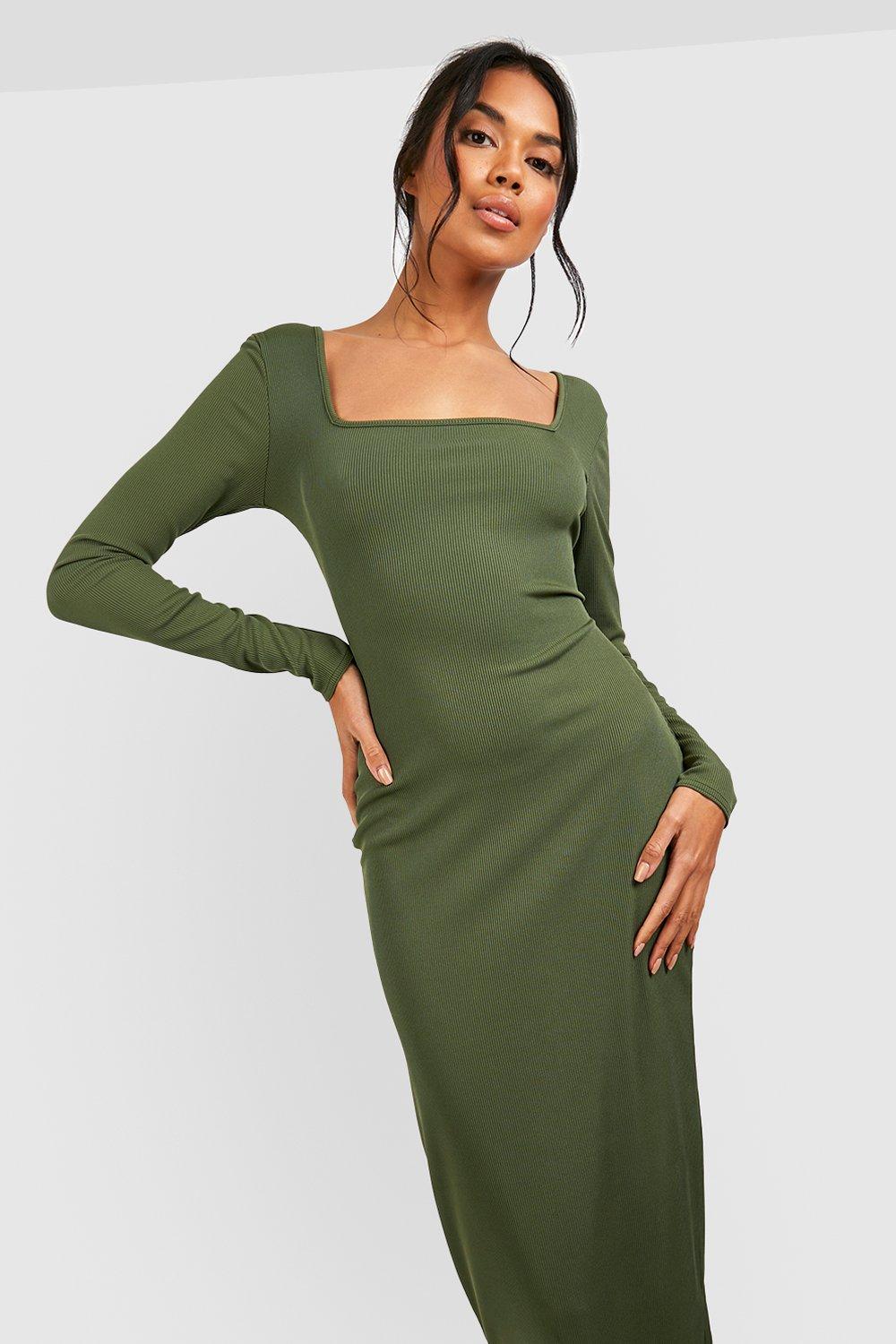 Contour Rib Long Sleeve Maxi Dress