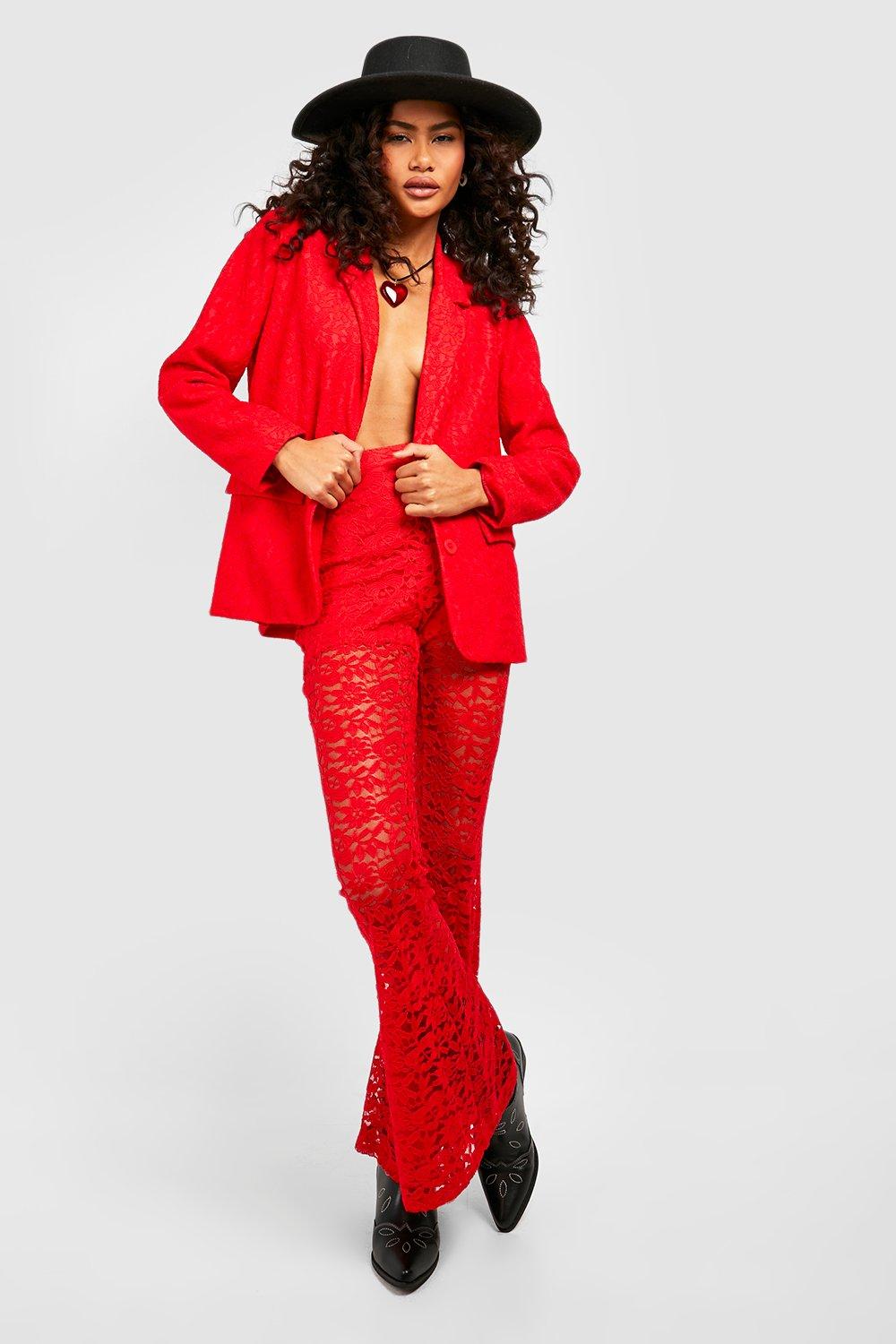 Red hot sale blazer boohoo