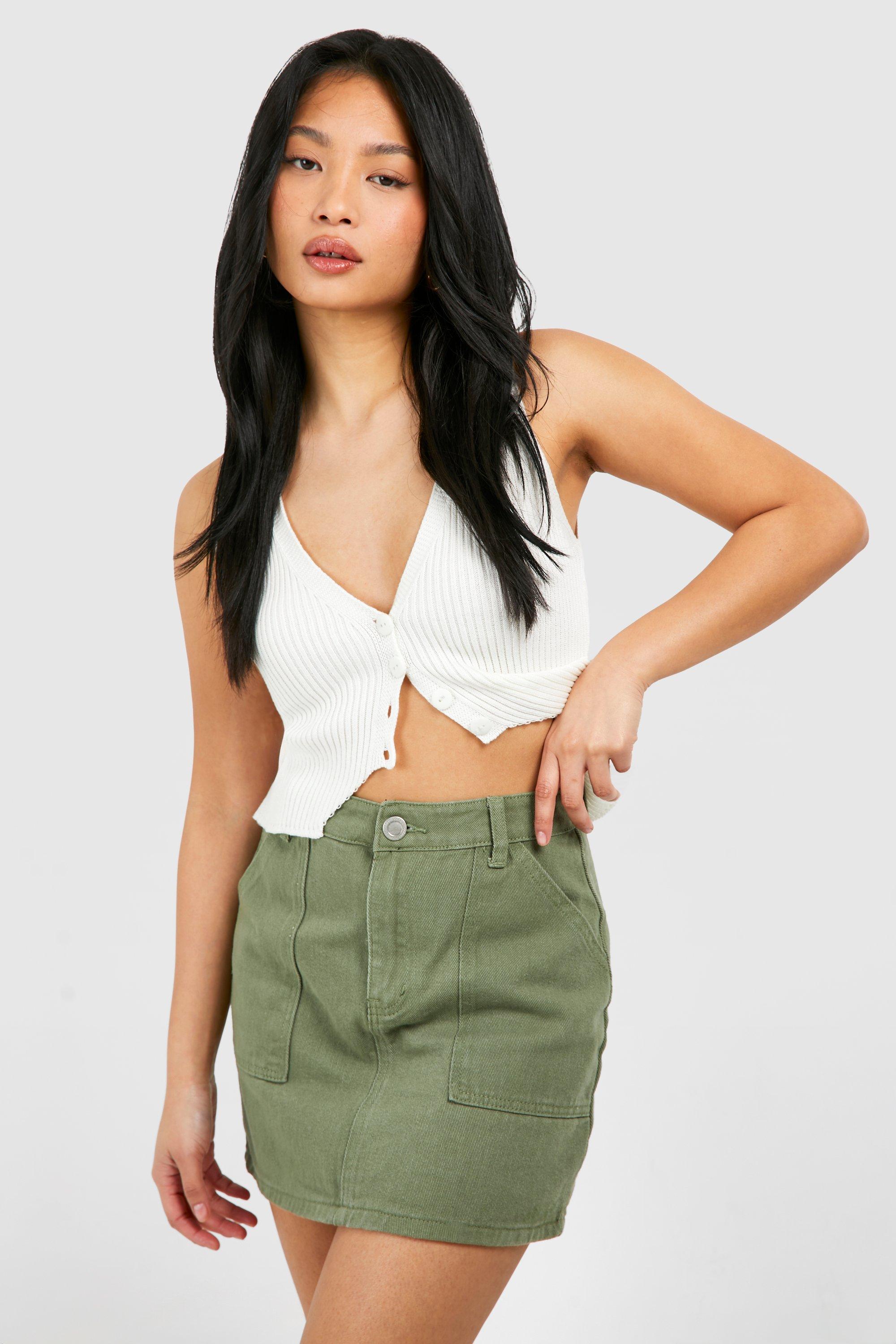 Khaki utility skirt outlet uk