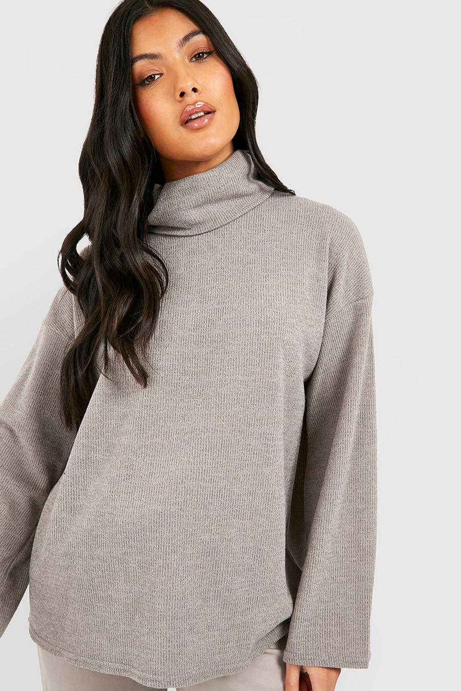 Grey Maternity Soft Knit Cowl Neck Jumper image number 1