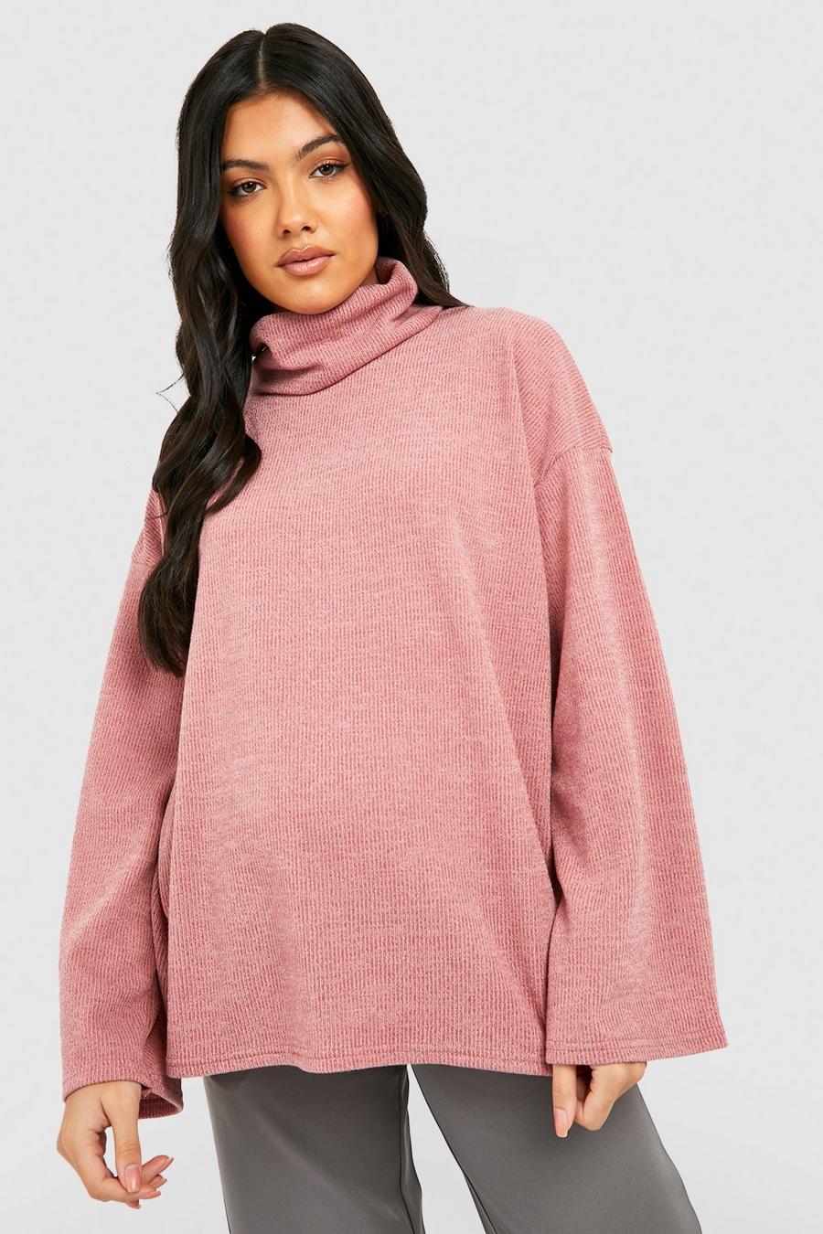 Rose Maternity Soft Knit Cowl Neck Sweater image number 1