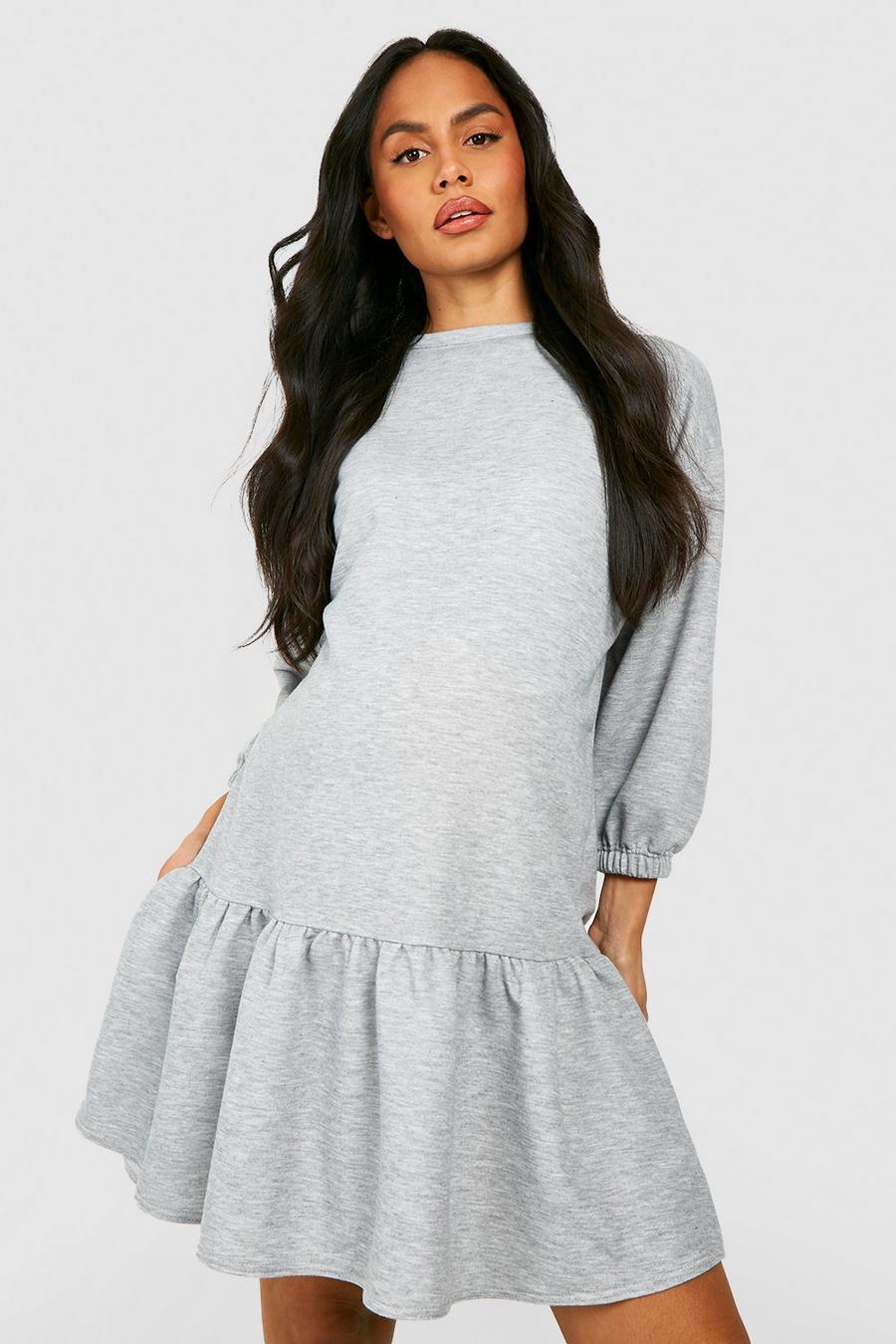 Grey marl Maternity Oversized Peplum Sweater Dress