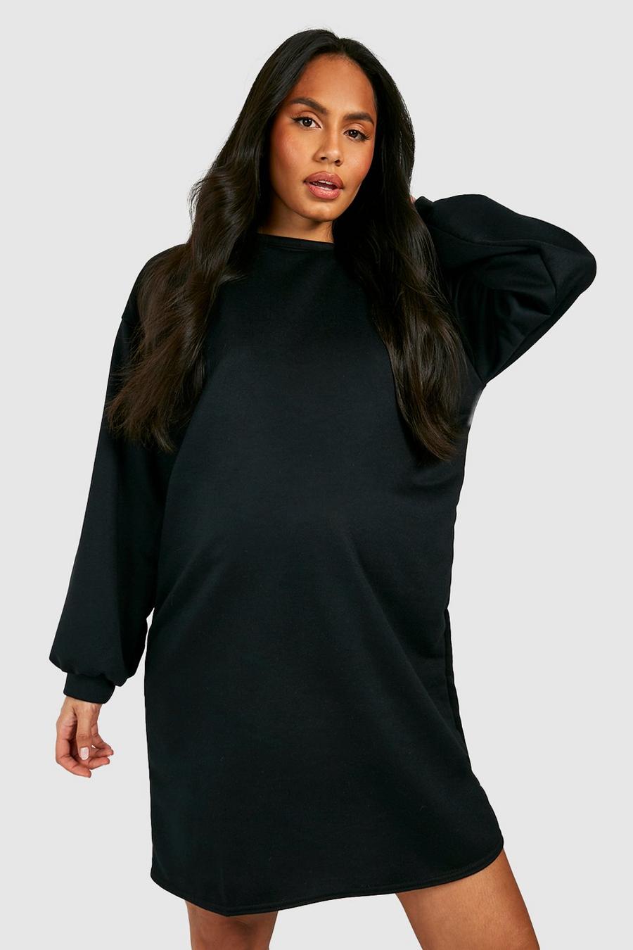 Black Maternity Oversized Sweater Dress image number 1