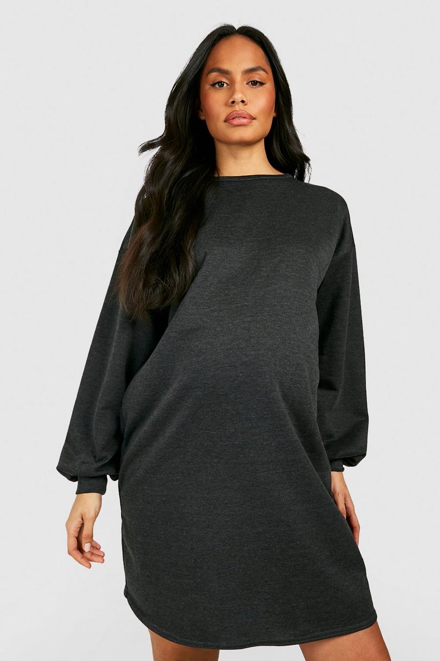 Charcoal Maternity Oversized Sweater Dress image number 1