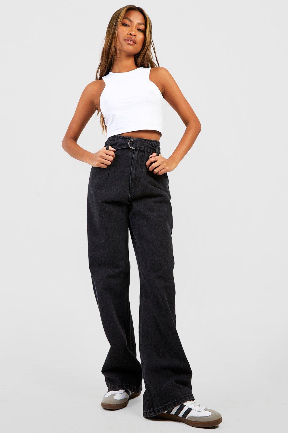Women's Belted Wide Leg Palazzo Jeans
