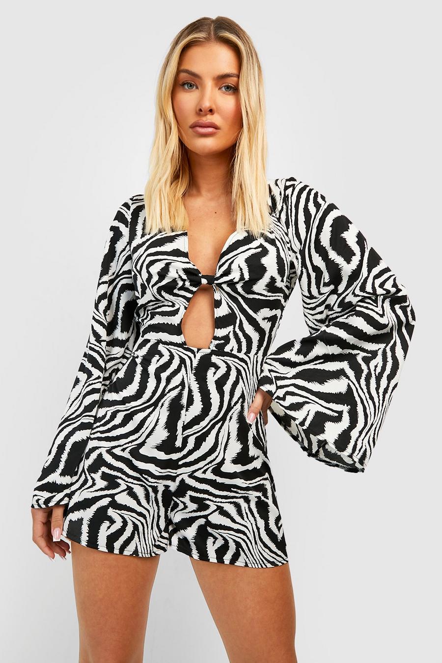 Printed Cut Out Detail Playsuit, Multi