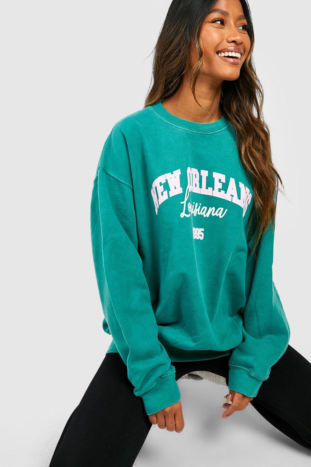 Women's Overdyed Los Angeles Slogan Oversized Sweater