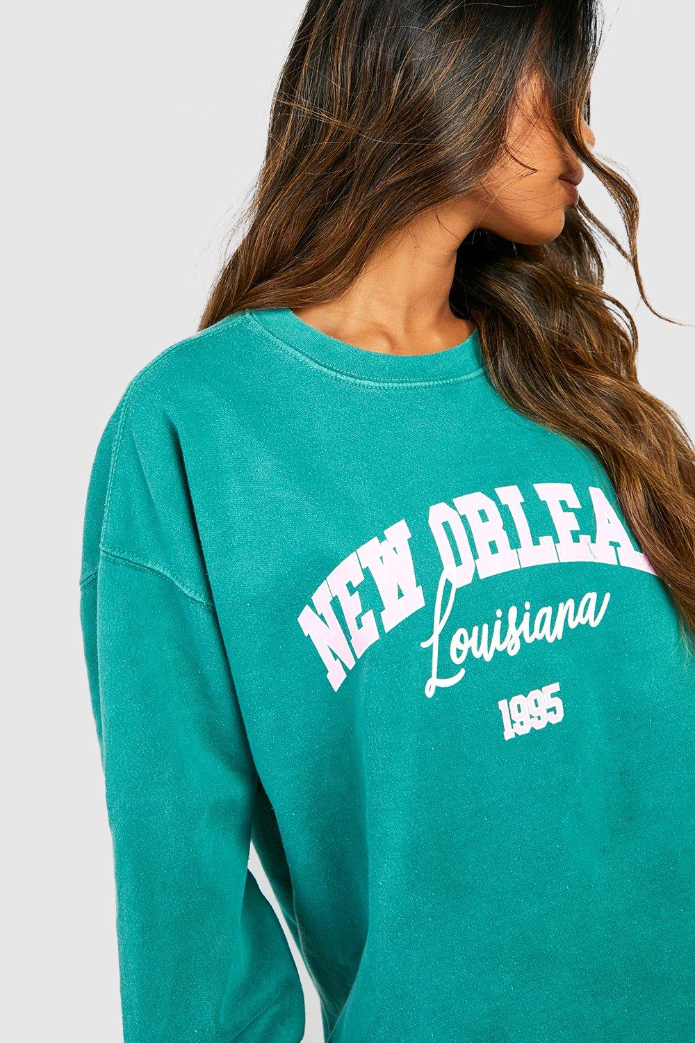 Women's Overdyed Los Angeles Slogan Oversized Sweater