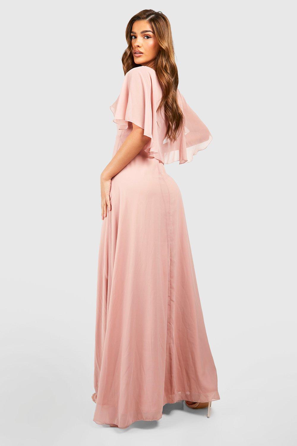 Boohoo chiffon cape store detail maxi dress