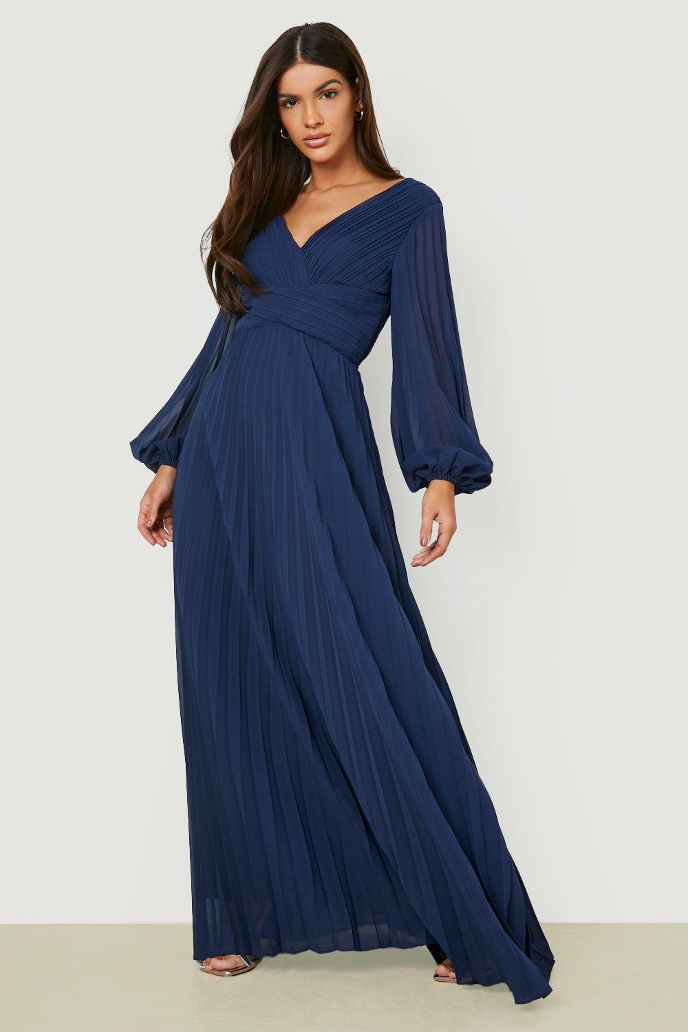 Pleated Plunge Wrap Maxi Dress boohoo DK