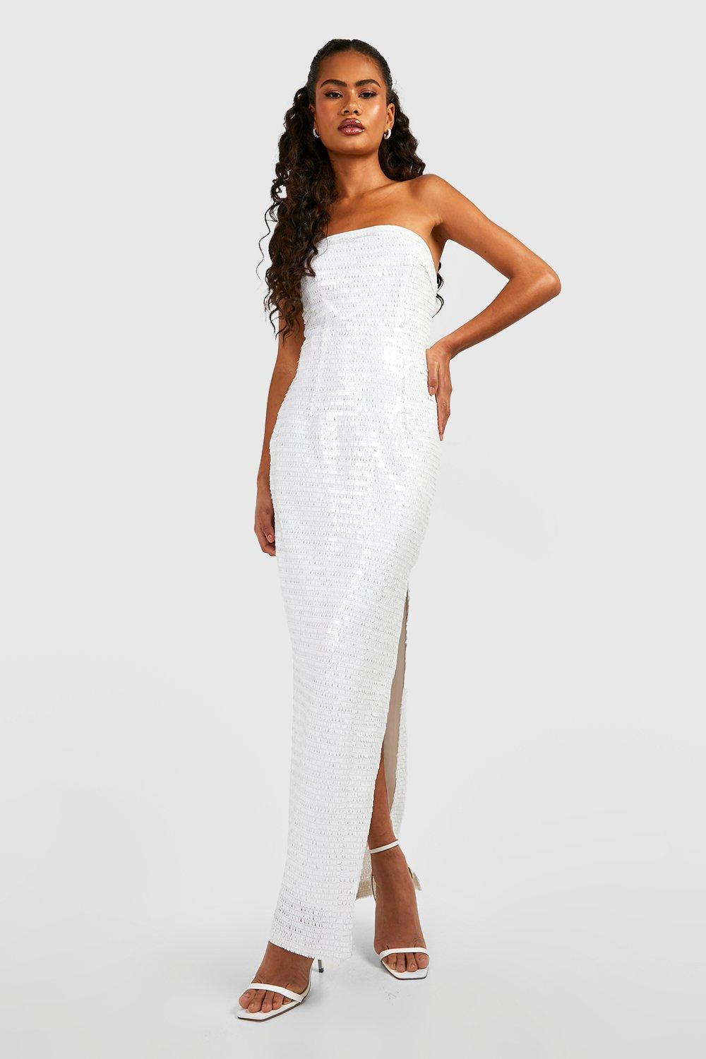 Bandeau Sequin Maxi Dress boohoo NZ