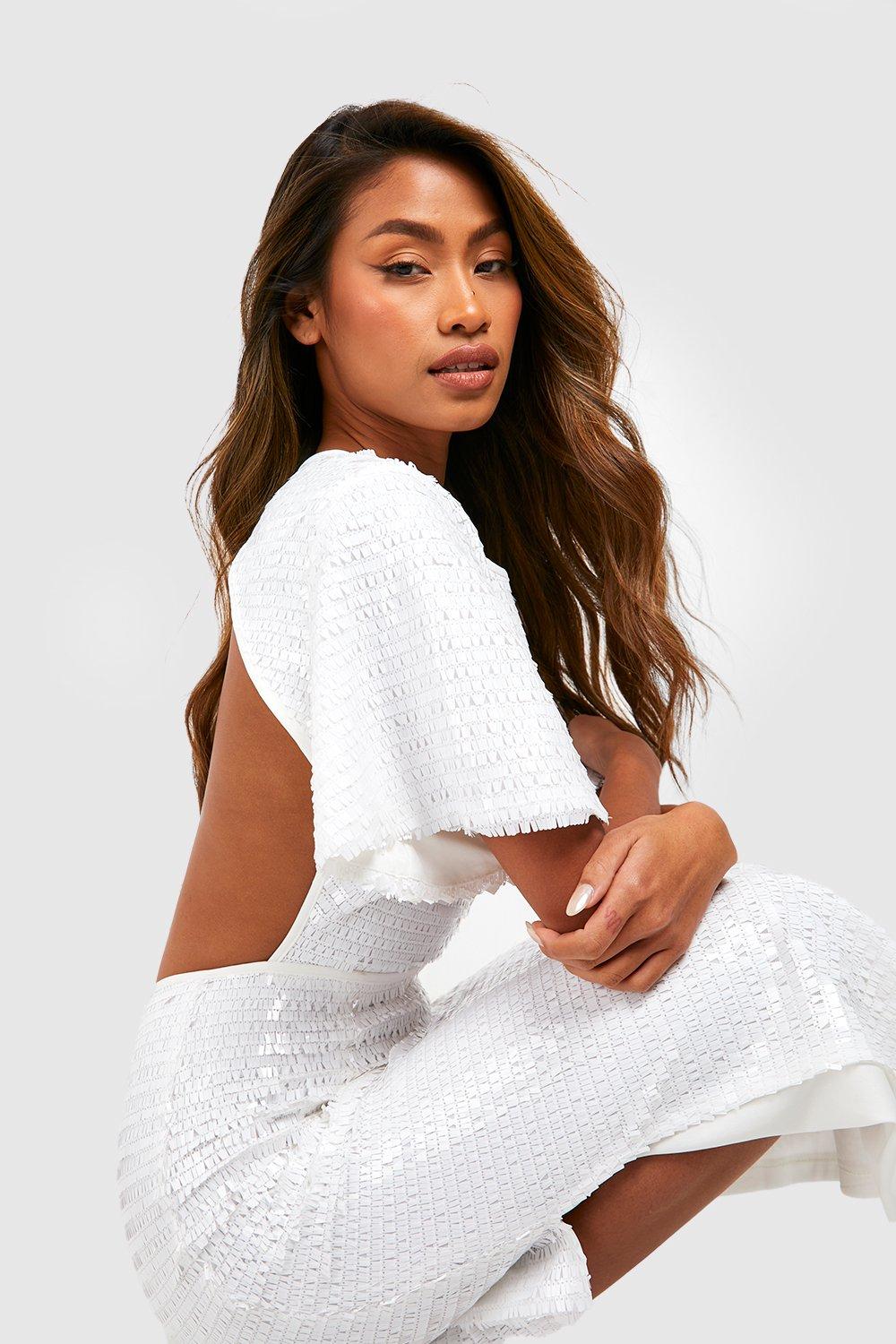 White backless hot sale midi dress