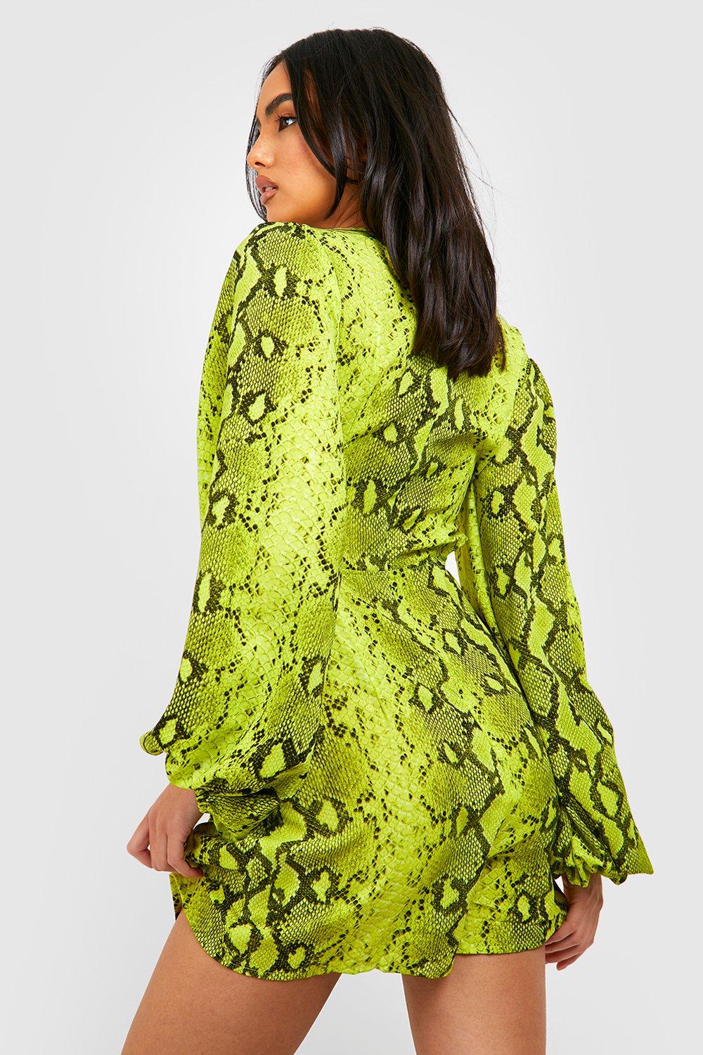 Lime snake 2024 print dress