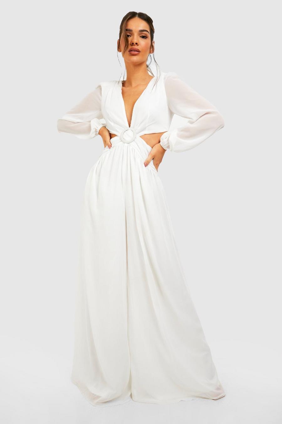 Cut-Out Jumpsuit mit weitem Bein, Ivory image number 1