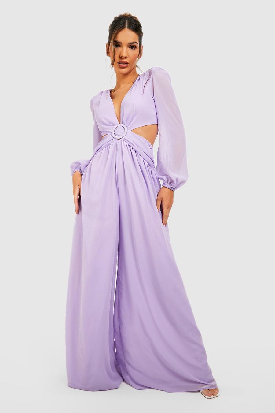 Cut-Out Jumpsuit mit weitem Bein, Lilac image number 1