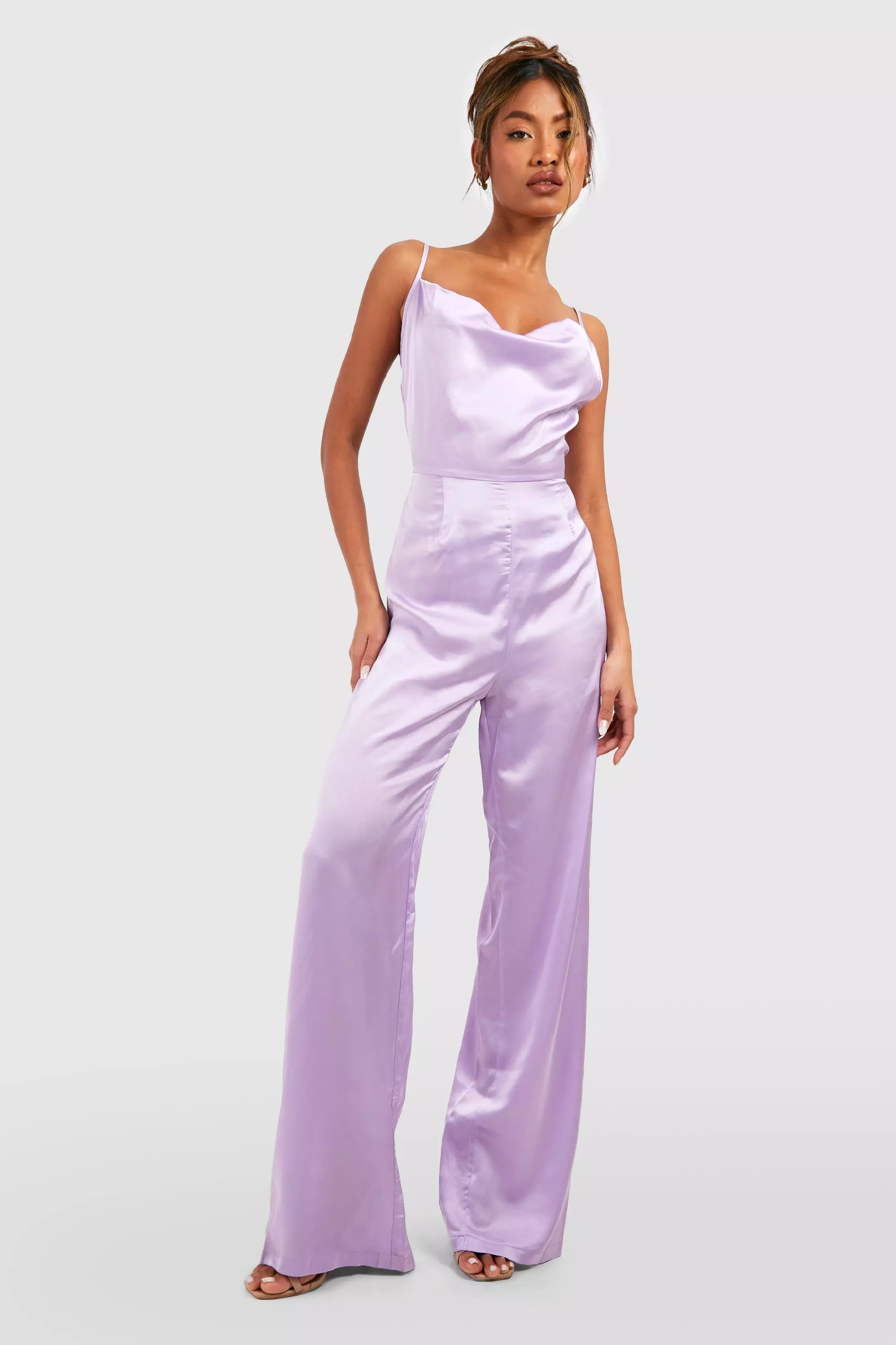 Satin Cowl Wide Leg Jumpsuit