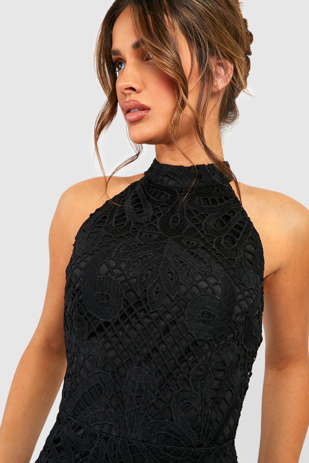 High neck crochet jumpsuit on sale