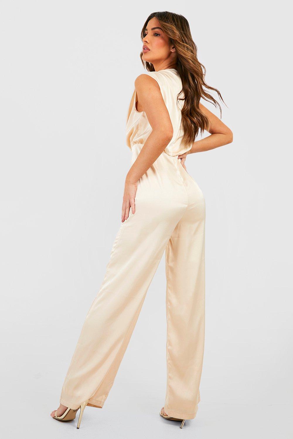 Champagne cheap satin jumpsuit