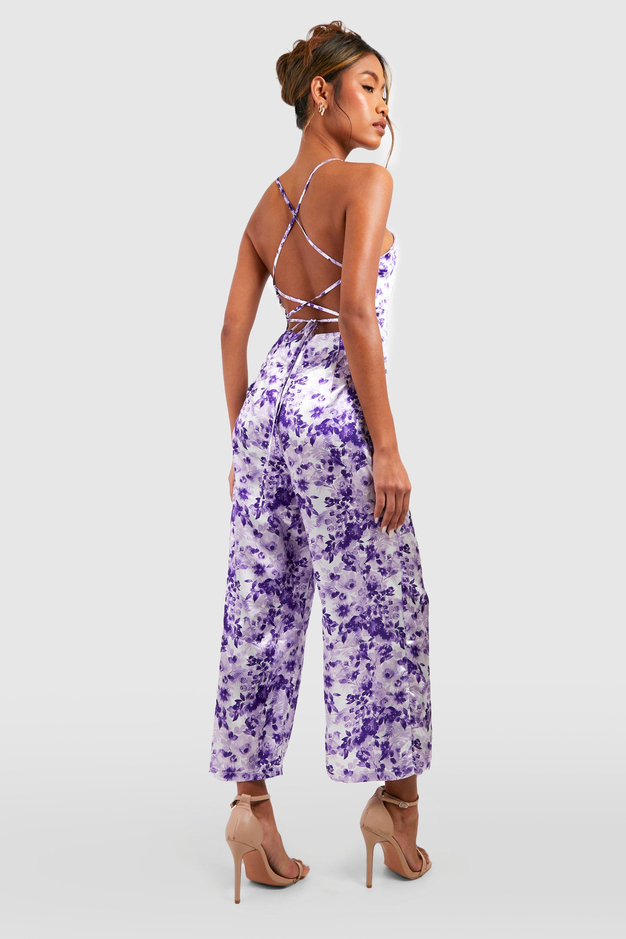 Floral Print Strappy Culotte Jumpsuit