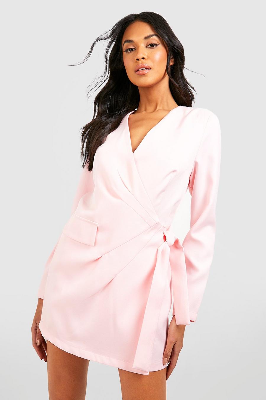 Pink Tailored Wrap Over Playsuit image number 1