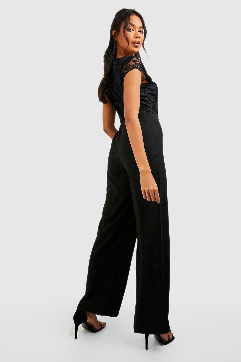 Lace-top wide-leg jumpsuit