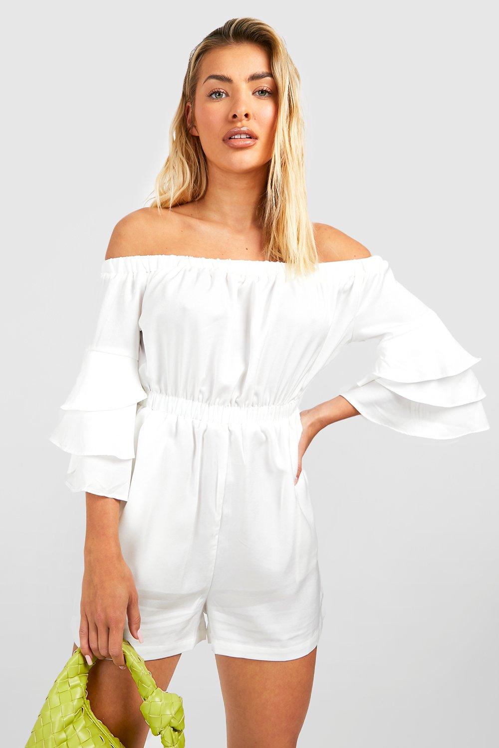 White frill hot sale playsuit