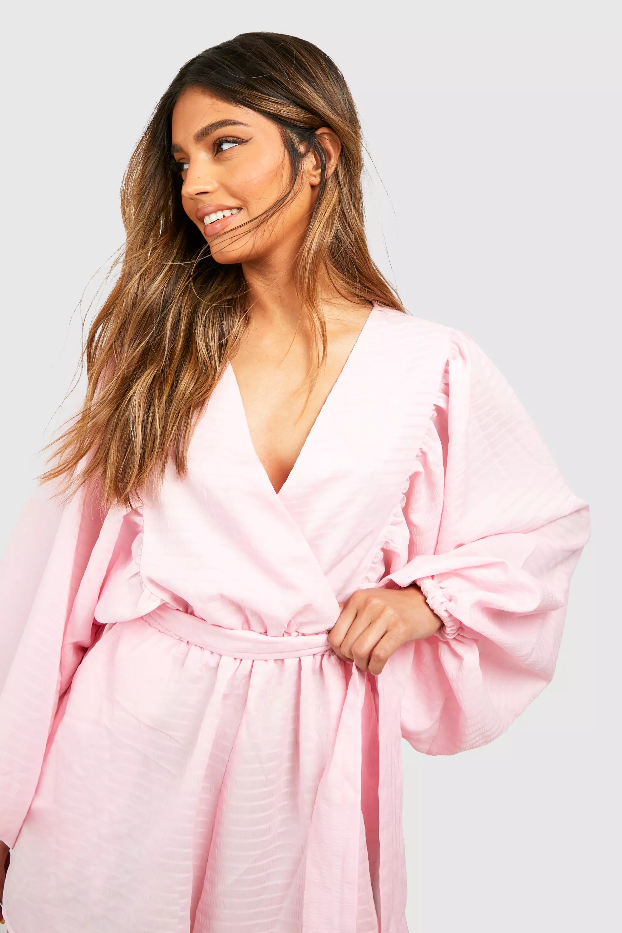 Textured Wrap Over Playsuit  alternative image