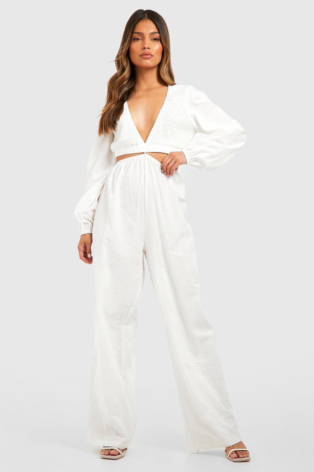 Linen Cut Out Wide Leg Jumpsuit