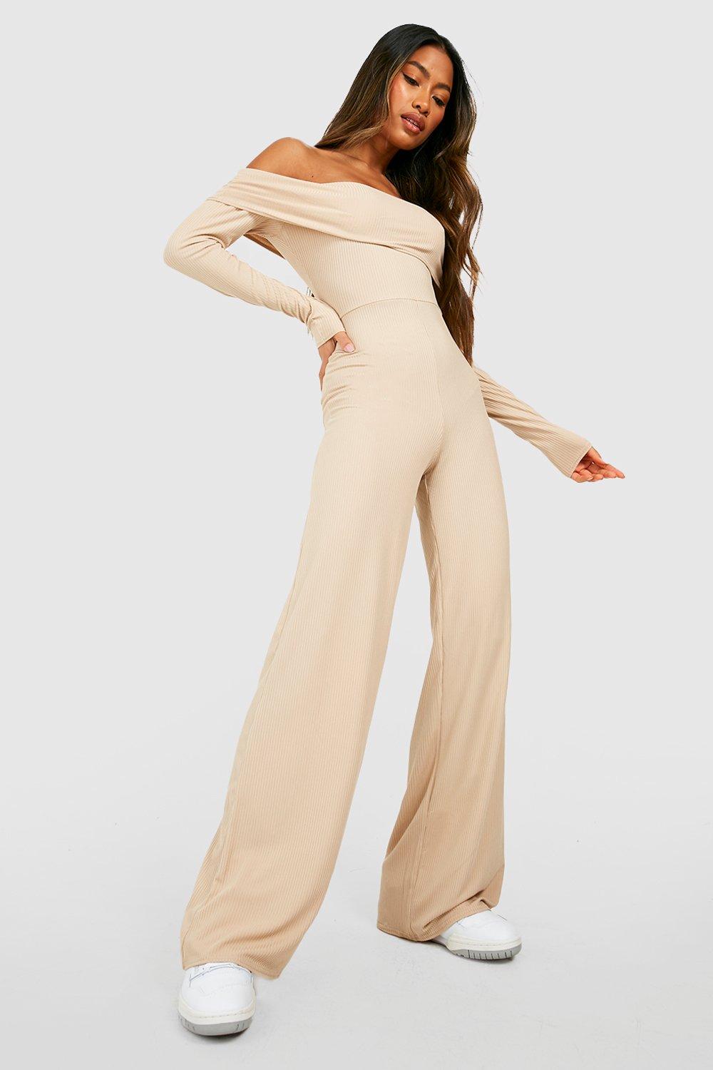 Boohoo off cheap the shoulder jumpsuit